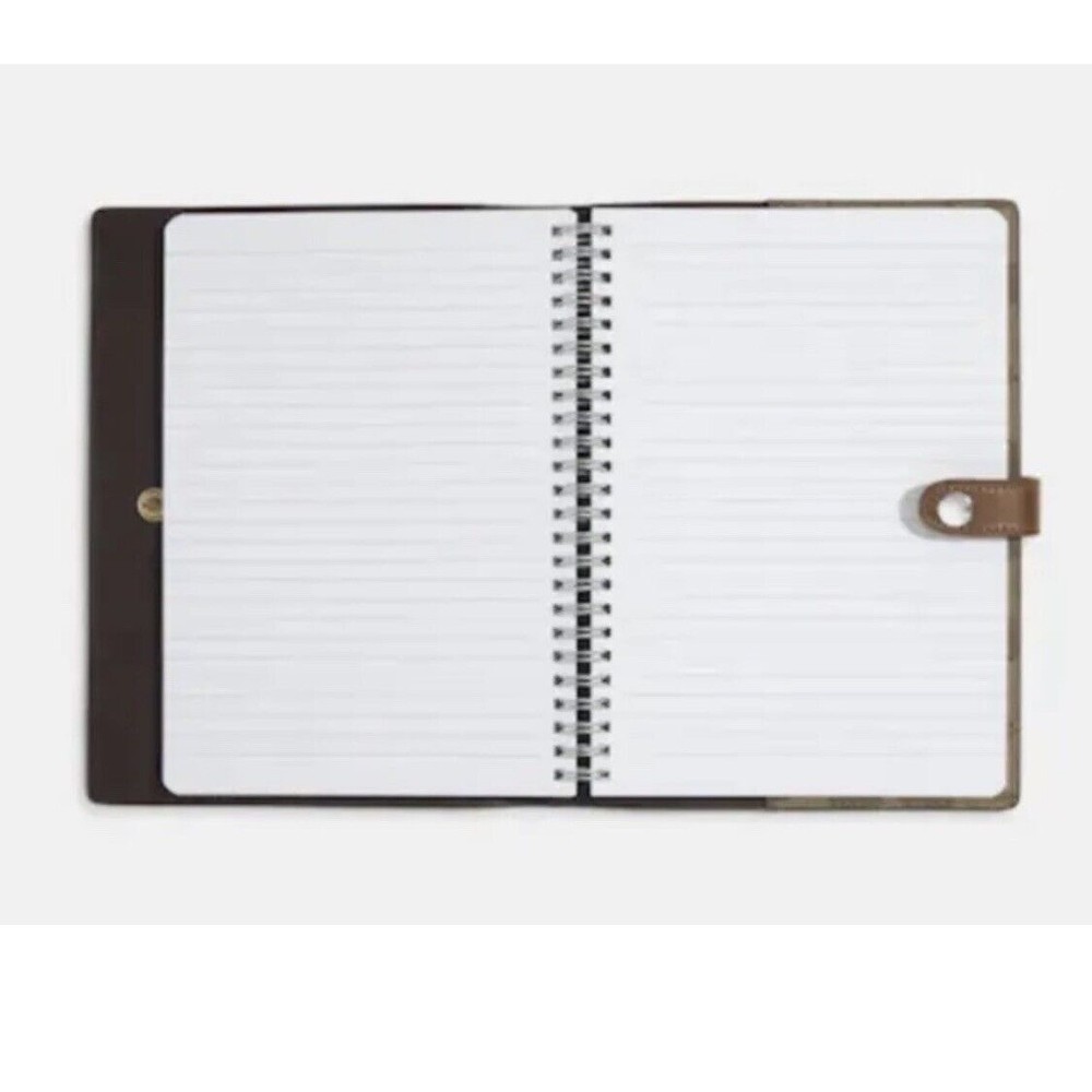Coach Notebook & Pencil Case Set Signature Canvas Leather Khaki Brown Snap Zip - Picture 2 of 9